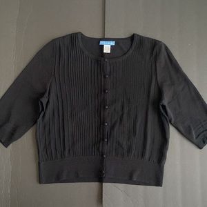 White + Warren Black Silk Nylon Blend Cardigan M